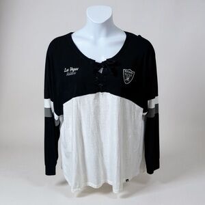 Las Vegas Raiders Lace-Up Long Sleeve Tee 3X Black White NFL Team Apparel